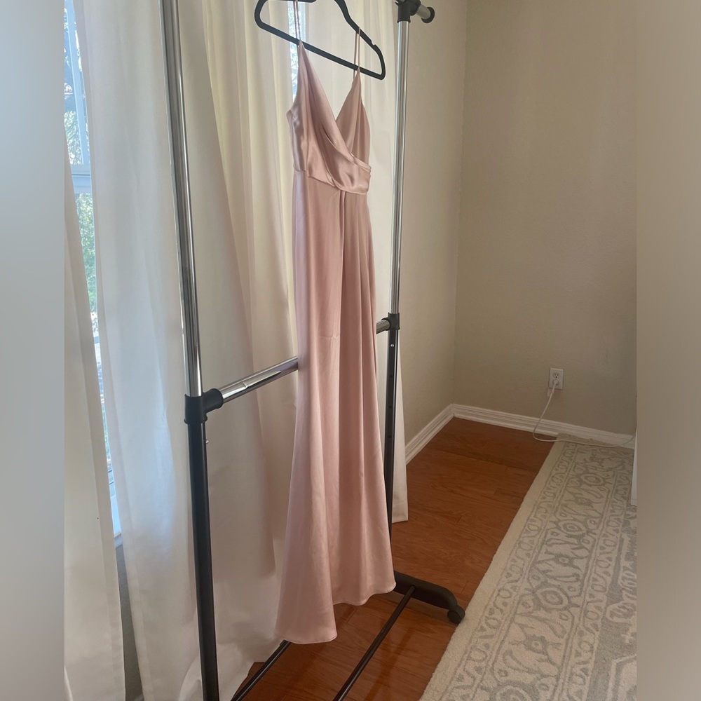 Jill Stuart silk ballet pink gown size 0 with thigh slit